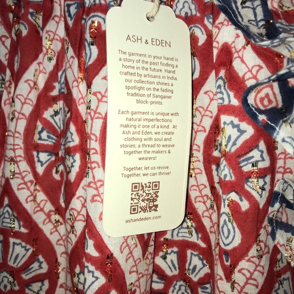 Ash & Eden Red Olga Mini Lace Dress sz M Cotton Tiered Made in India NWT - Picture 7 of 8